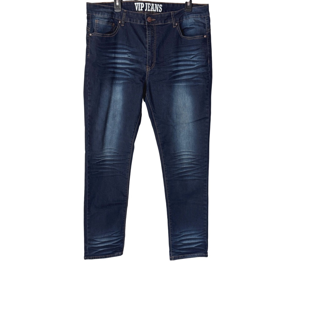 VIP Jeans Skinny Denim Dark Wash Womens Size 22 Blue Whiskered Stretch